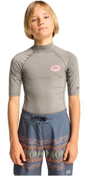 2026 Billabong Junior Re Issue Short Sleeve Rash Vest EBBWR03009 - Pewter